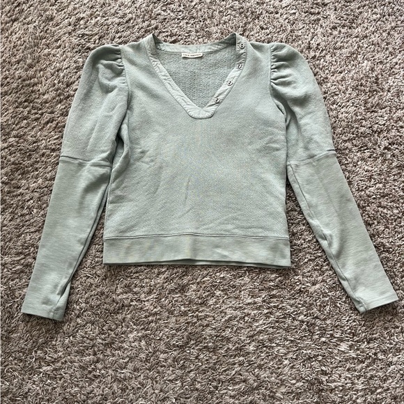 Ulla Johnson Jude Puff Sleeve Sweatshirt in Blue Green Women's Size P - Picture 4 of 14